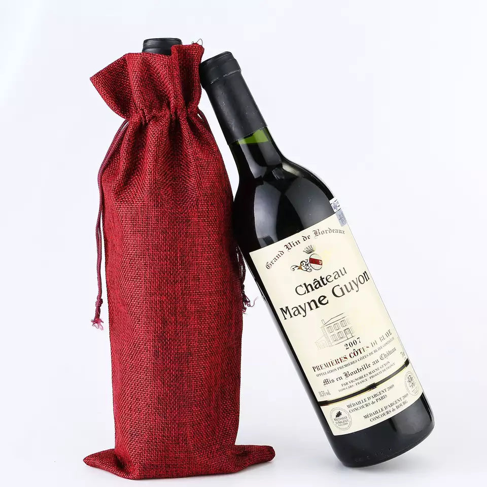 Burlap Wine Bags in 10 Colours - Cutey K Blanks