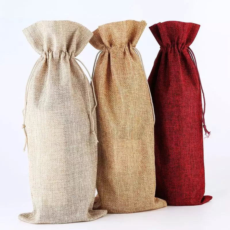 Burlap Wine Bags in 10 Colours - Cutey K Blanks