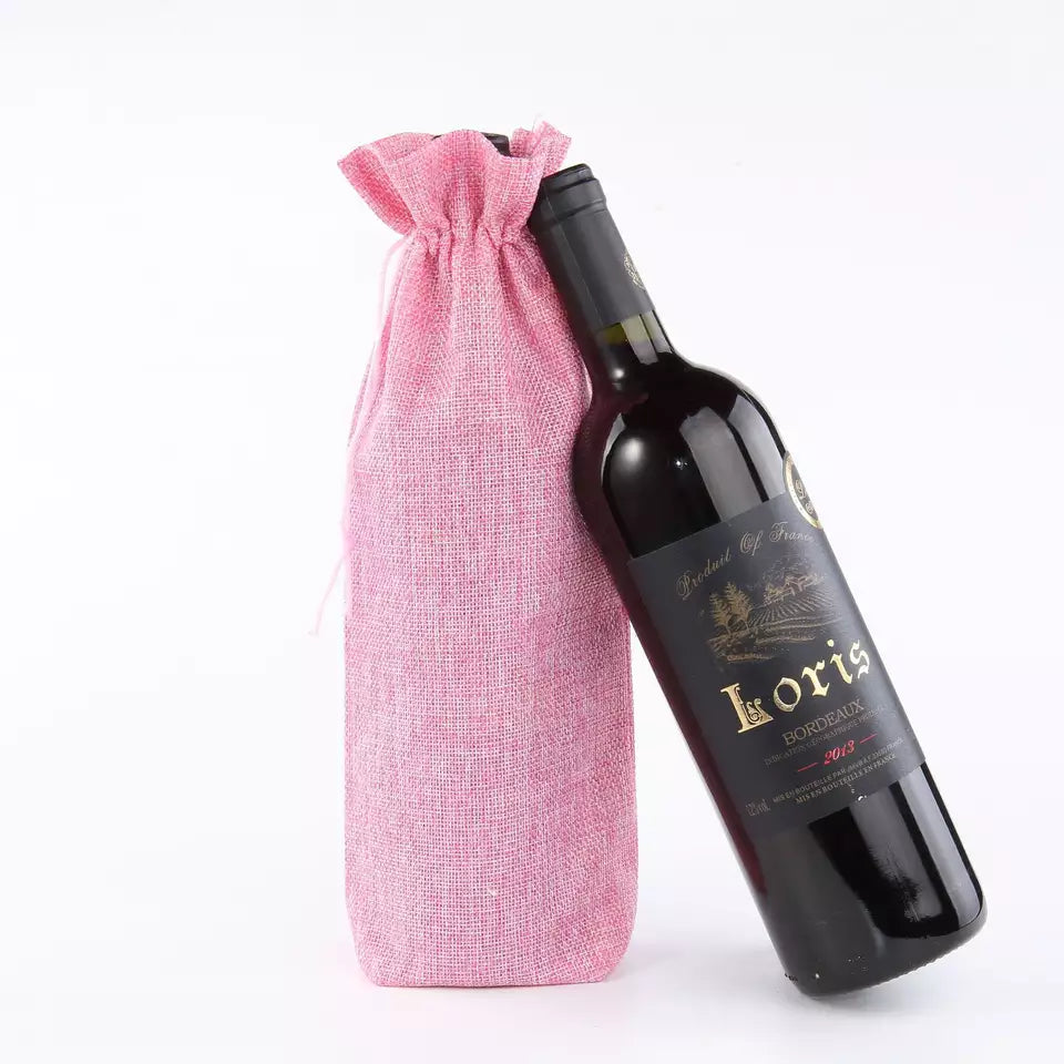 Burlap Wine Bags in 10 Colours - Cutey K Blanks