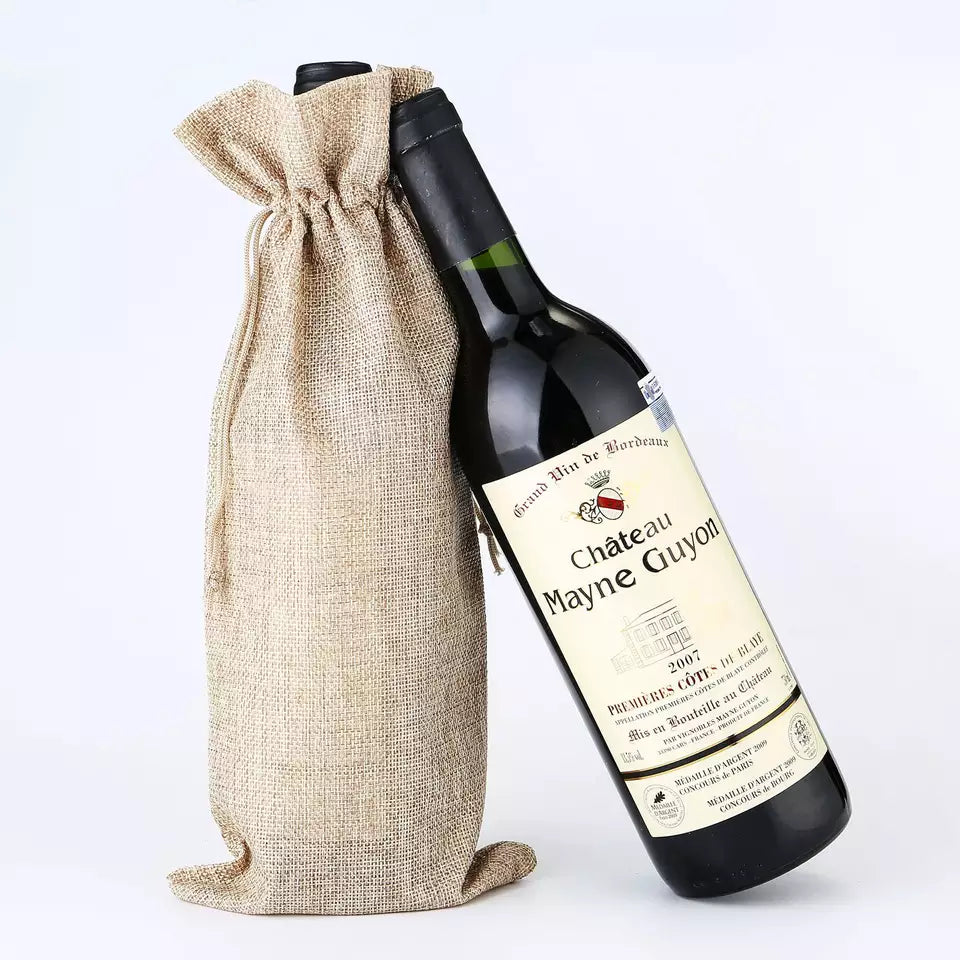 Burlap Wine Bags in 10 Colours - Cutey K Blanks