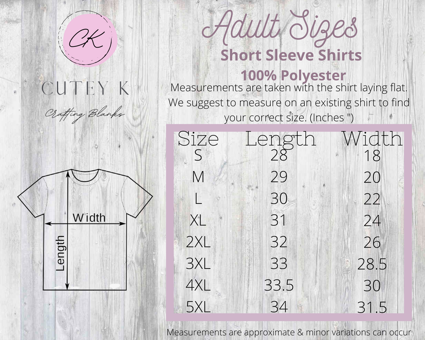 Adults 100% Polyester Short Sleeve Shirts for Sublimation or HTV - Cutey K Blanks