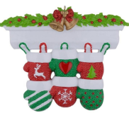 Resin Hand Painted Christmas Ornament Socks on Mantle - Cutey K Blanks