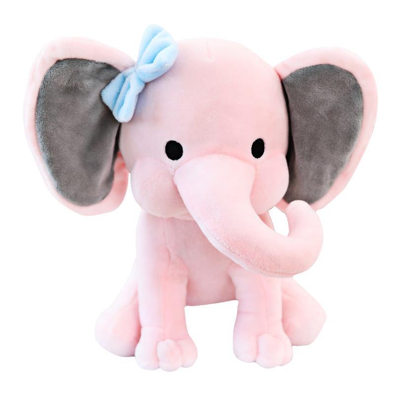 9" Grey and Pink Plush Elephant for HTV - Cutey K Blanks