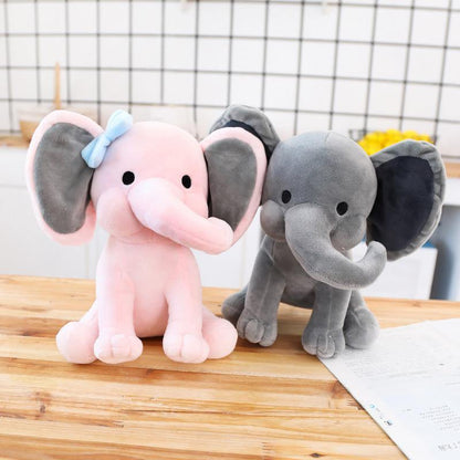 9" Grey and Pink Plush Elephant for HTV - Cutey K Blanks