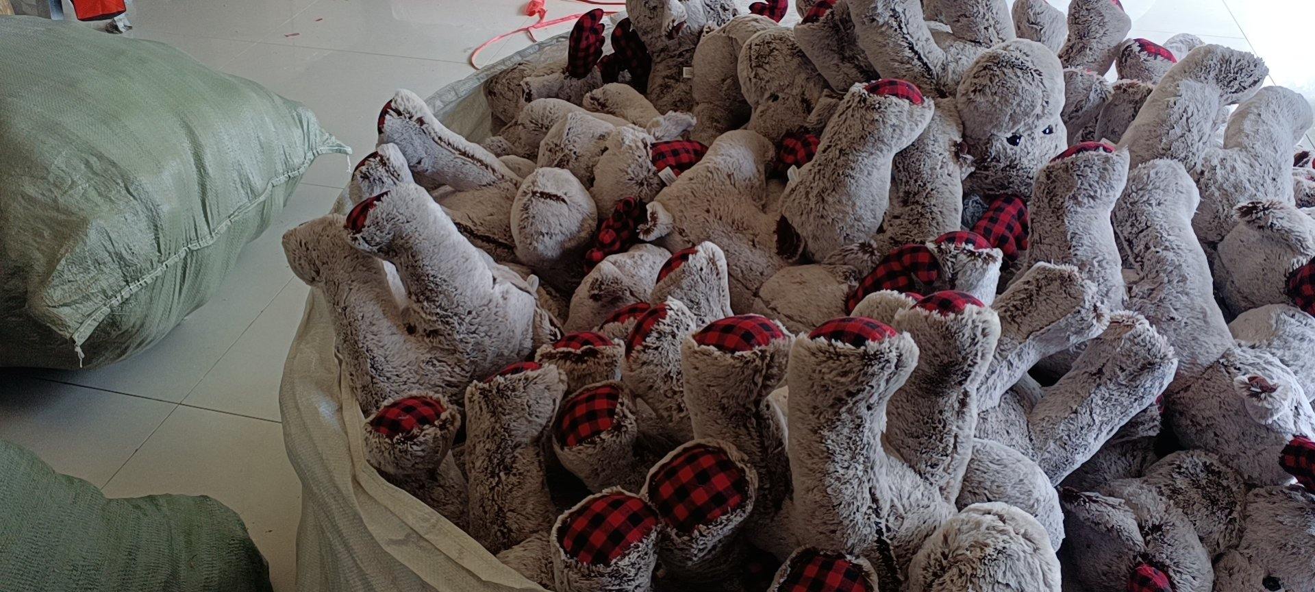 Grey Plush Moose With Buffalo Plaid Antlers for Christmas - Cutey K Blanks